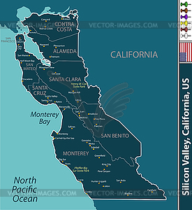 Силиконовая долина, Калифорния, Соединенные Штаты - векторный клипарт