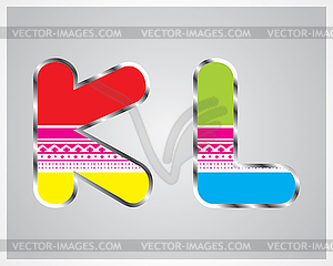 Colorful pattern alphabet - vector image