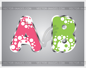 Alphabet  White dots on colourful background - vector clip art