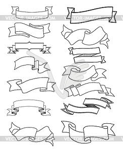 Black ribbon collection - white & black vector clipart