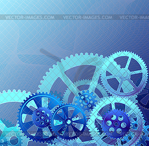 Gears white blue - vector image