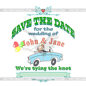 Marriage label car white - vector image