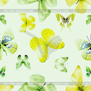 Butterfly seamless 04 green - vector clipart