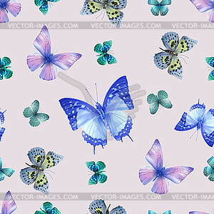 Seamless pattern of butterflies - vector image