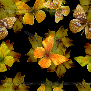 Flowers black seamless - vector clipart / vector image