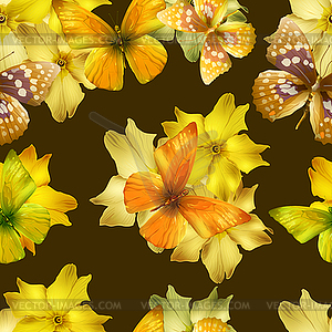 Flowers gold seamless - vector clipart