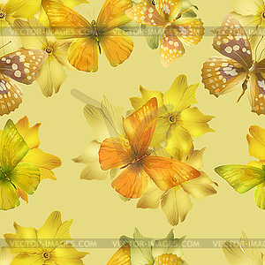 Flowers yellow seamless - color vector clipart