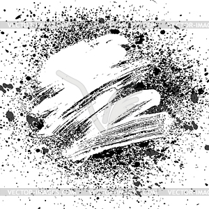 Smudge and smear a white brush on white background - white & black vector clipart