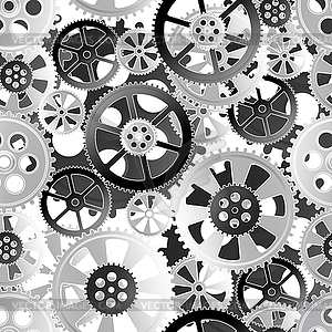 Black gears seamless white - vector image