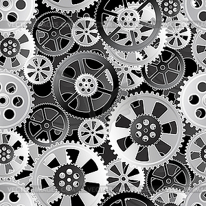 White gears seamless black - vector clip art