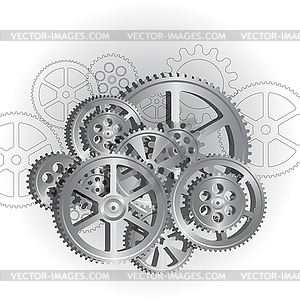 Gears mechanical steel white - vector image