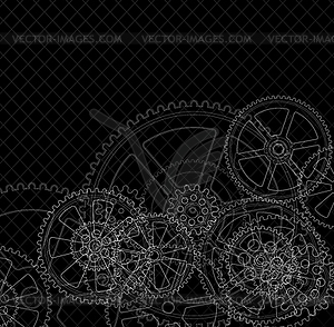 Gears on black - vector image