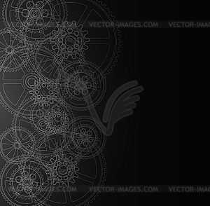 Grid and gears 02b black - vector clipart