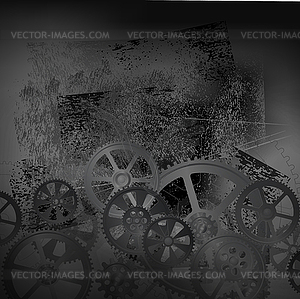 Grunge gears black 00 - white & black vector clipart