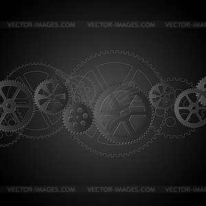 White gears oob black - white & black vector clipart