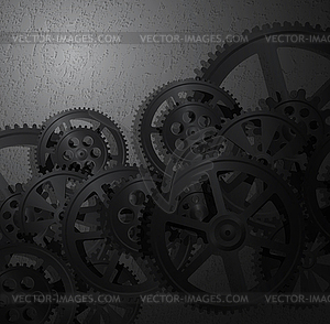 Grid and gears02 black - vector image