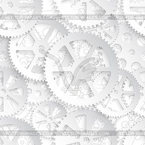 White gears seamless - vector clip art