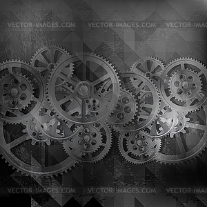 Grunge gears 04a - vector image