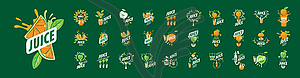 Set of Juice logos on green background - vector clipart