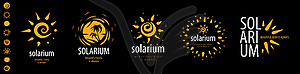 Set of logos Solarium on black background - vector clipart