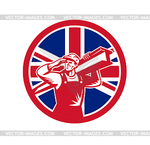 Britische Bauarbeiter Union Jack Flag Icon Vektorisierte Grafik