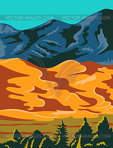 Great Sand Dunes National Park and Preserve - vector clipart