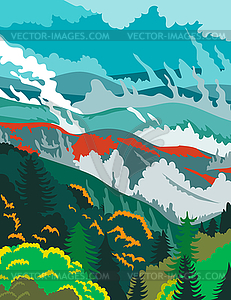 Great Smoky Mountains National Park in Tennessee an - vector image