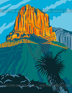 Guadalupe Mountains National Park with El Capitan - vector image