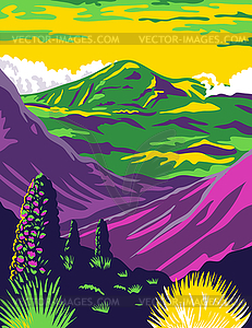 Haleakala National Park and Haleakala Volcano in - vector clipart