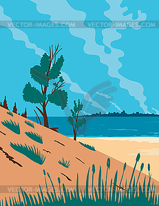 Indiana Dunes National Park in Northwestern - vector clipart