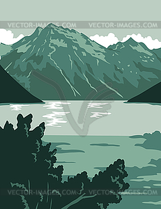 Lake Clark National Park and Preserve in Anchorage - vector image