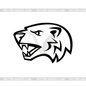 Angry North American Badger Head Side View Mascot - royalty-free vector image