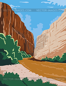 Big Bend National Park of Rio Grande R’o Bravo in C - vector clipart