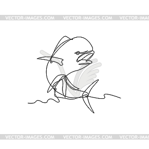 Mahi-mahi or Common Dolphinfish Jumping Up - vector image