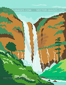 Maria Cristina Falls or Twin Falls Waterfall in Agu - vector image