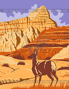 Badlands National Park in South Dakota WPA Poster - vector clipart