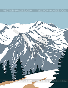 Olympic National Park with Summit of Mount Olympus - vector image