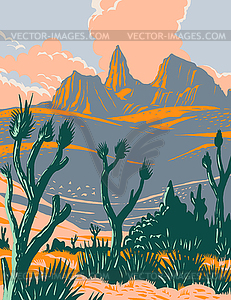 Castle Mountains National Monument located in Mojav - vector clipart