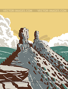 Chimney Rock National Monument in San Juan - vector image