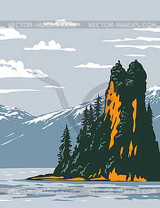 New Eddystone Rock Located in Misty Fjords - vector image