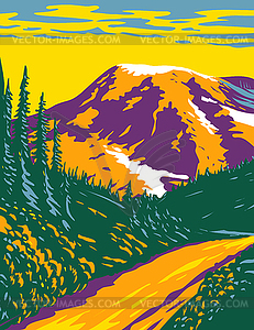 Mount Rainier National Park an Active - vector clip art