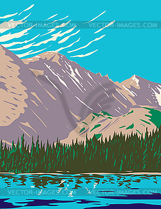 Bear Lake in Sheer Flanks of Hallett Peak and - vector clipart