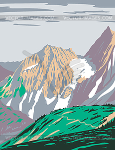 Cascade Pass or Skagit Pass with Yawning Glacier - vector image