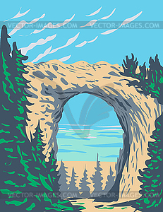 Arch Rock Located in Mackinac Island Within Mackina - color vector clipart