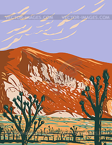 Ryan Mountain in Joshua Tree National Park Located - vector clip art