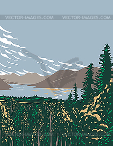 Skilak Lake on Kenai Peninsula Fed by Meltwater of - vector image