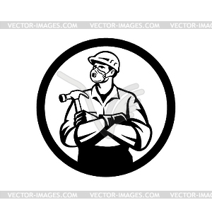 Builder Carpenter Wearing N95 Particulate Respirato - vector clip art