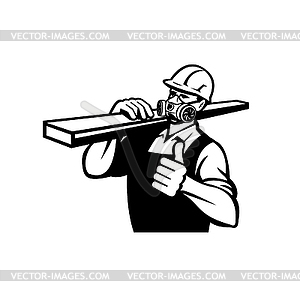 Carpenter Wearing Wearing Mask Respirator Gas - vector image