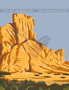 Narrow Faulted Mountain Chains and Flat Arid Valley - vector image