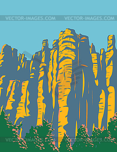 Hoodoos in Chiricahua Mountains Located in - vector image